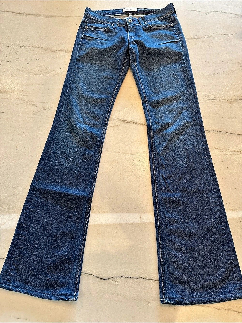Habitual Patch Pocket Low Rise Flare Jeans Blue Waist 25
